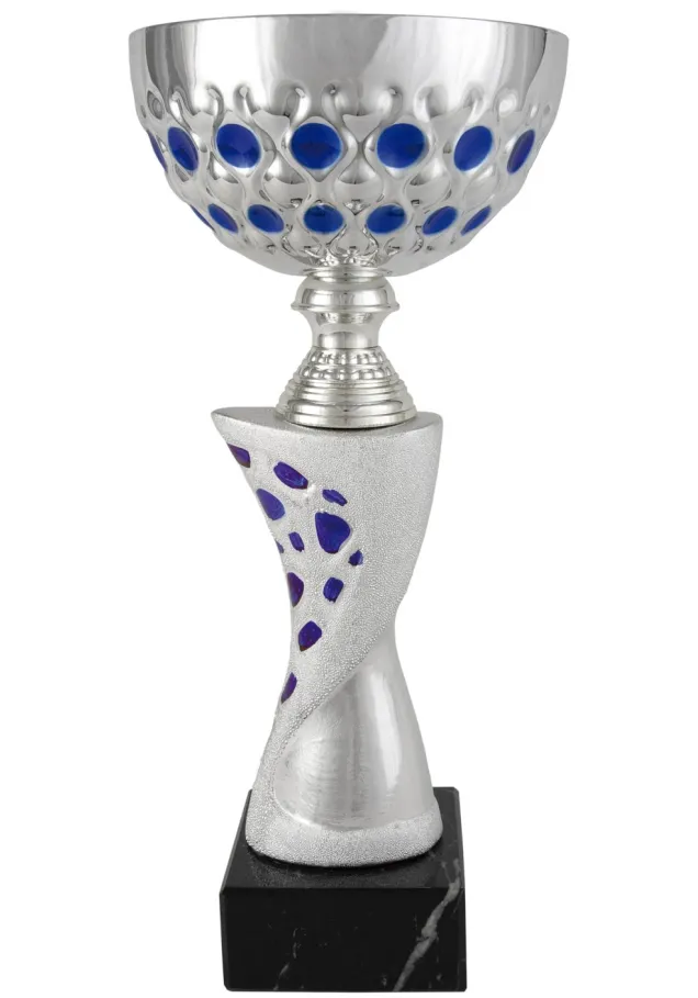 Blaue Glaskugel geschnitzt