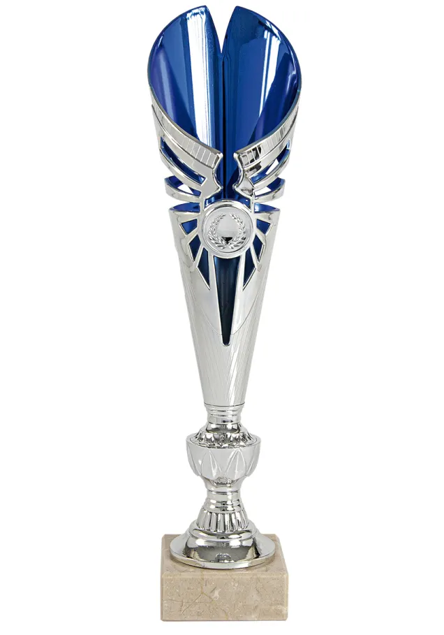 Bicolor Blatt Cup halboffen silber/blau