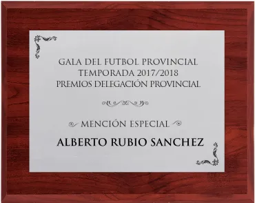 Silberfarbene Gedenktafel aus Holz