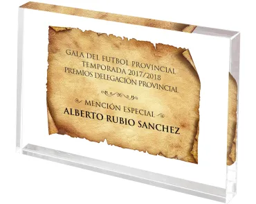 Gedenktafel aus Pergamentmethacrylat