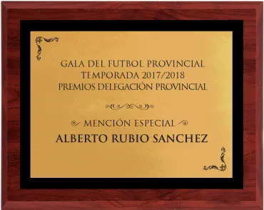 Gedenktafel aus goldenem Holz und schwarzem Rand