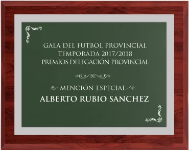 Gedenktafel aus grünem Holz mit silbernem Rand