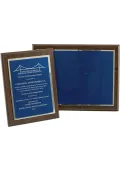 Placa conmemorativa madera en color azul y borde plata Thumb