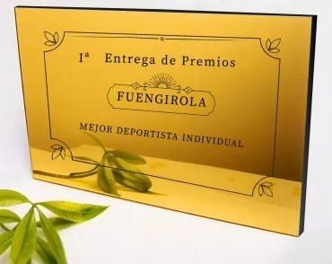 Gedenktafel aus Methacrylat mit goldenem Spiegel