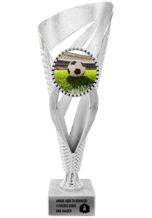 Großer silberner Fußballpokal
