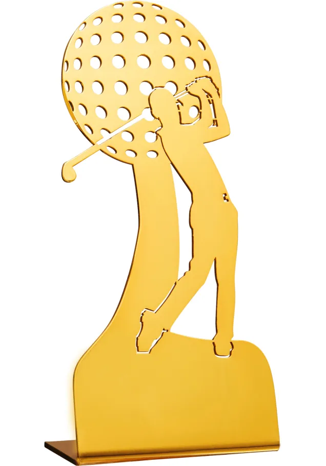 Golftrophäe aus goldenem Methacrylat