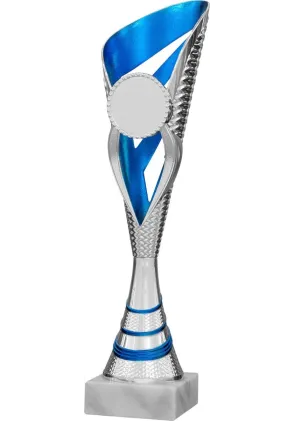 Große blaue Pokaltrophäe mit den Maßen 34 cm