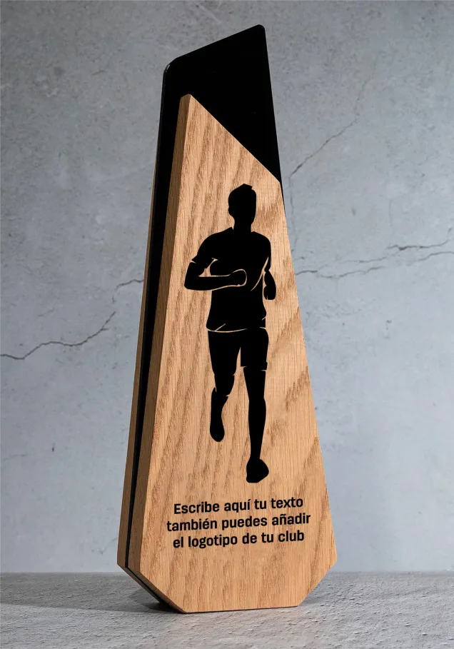 Leichtathletik-Pokal aus Holz für Crosslauf
