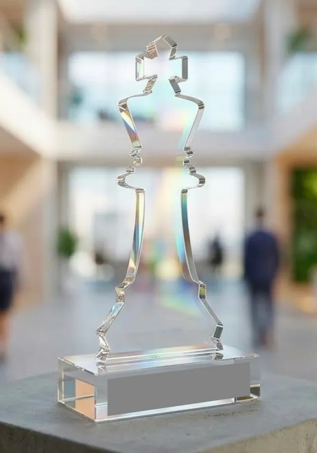 Schachtrophäe aus transparentem Acryl