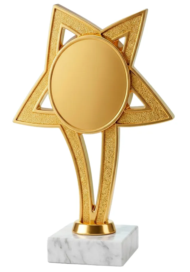 Goldener Sternpokal mit zentraler Scheibe