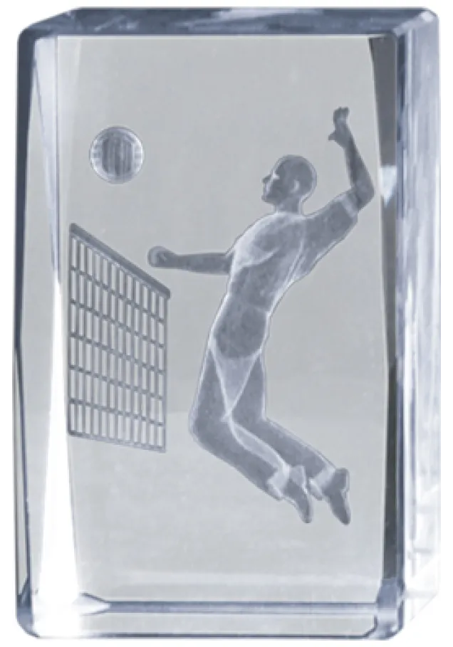 Männlich Volley 3D-Kristall-Trophäe