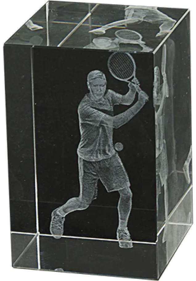 3D-Kristall-Trophäe Tennis-Spieler