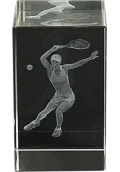 3D-Kristall-Trophäe Tennis-Spieler Thumb