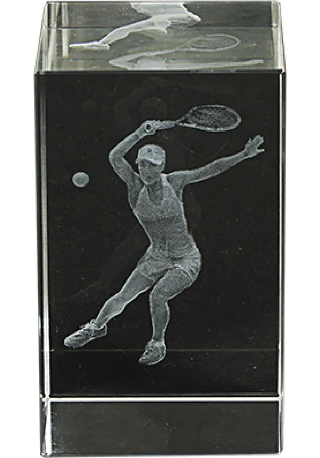 3D-Kristall-Trophäe Tennis-Spieler