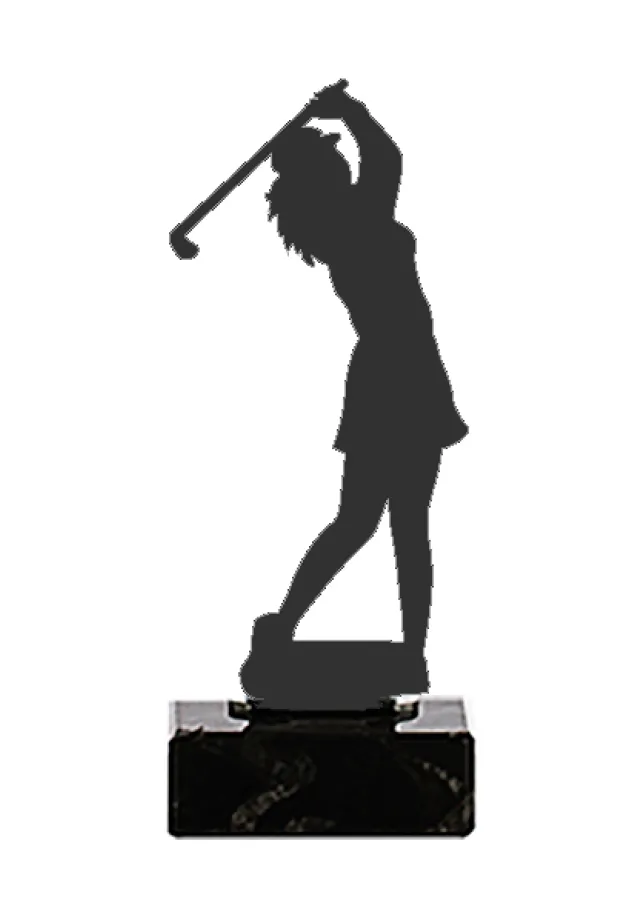 Eine Trophäe aus Metall Golfer