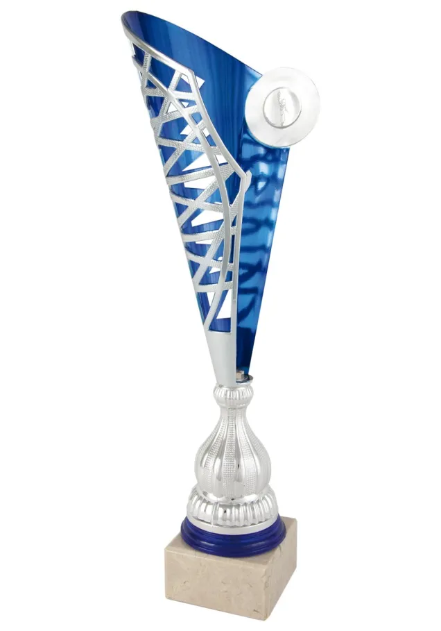 Trophäe Cup Half Cone Silber/Blau