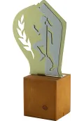 Kreuz Trophy in Metall/Holz Frau Thumb