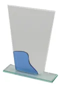 Trofeo Trapecio Cristal Onda azul Thumb