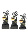 Trofeo de automovilismo bandera y casco Thumb