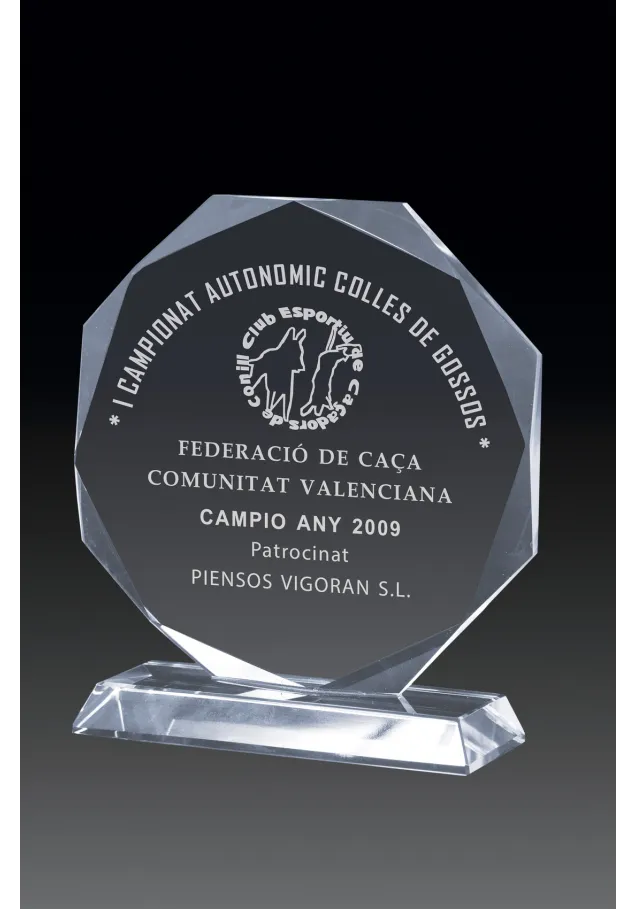 Octagonal Kristalltrophäe rechteckigen Basis