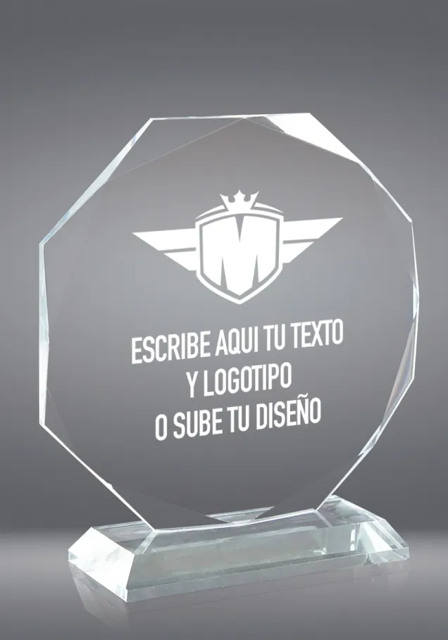 Octagonal Kristalltrophäe rechteckigen Basis