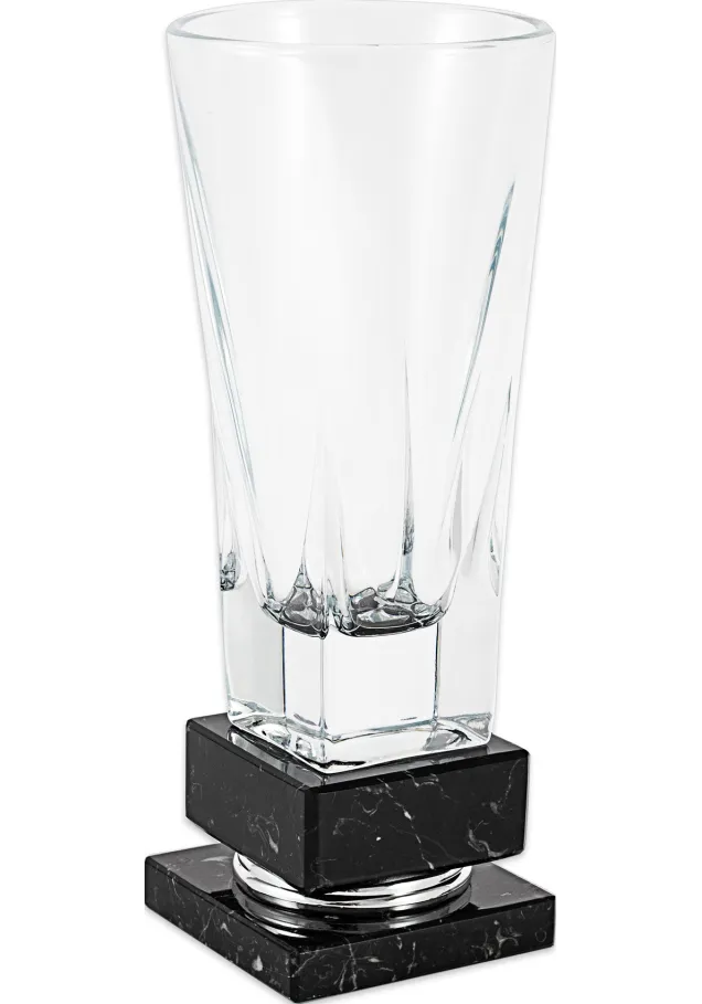 Blaues Glas Vase geschnitzt