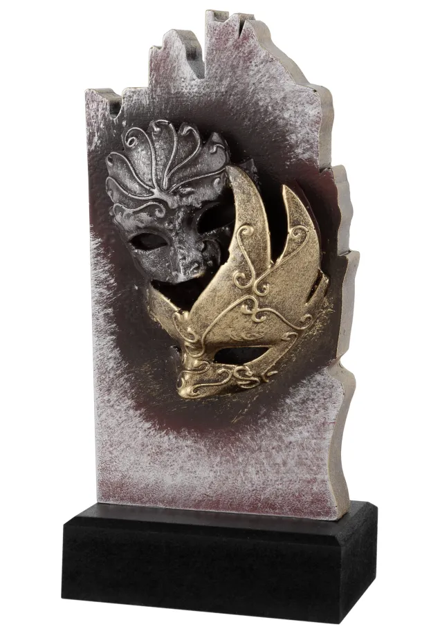 Trophäe Metallmaske und Harlekin